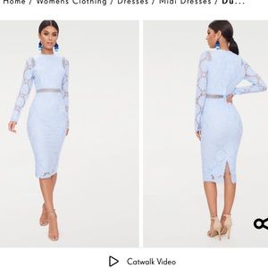 Light blue lace long sleeve dress